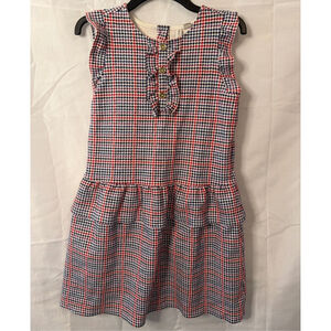 Janie and Jack Girls Size 12 Houndstooth Plaid Ponte Knit Dress 4th of July